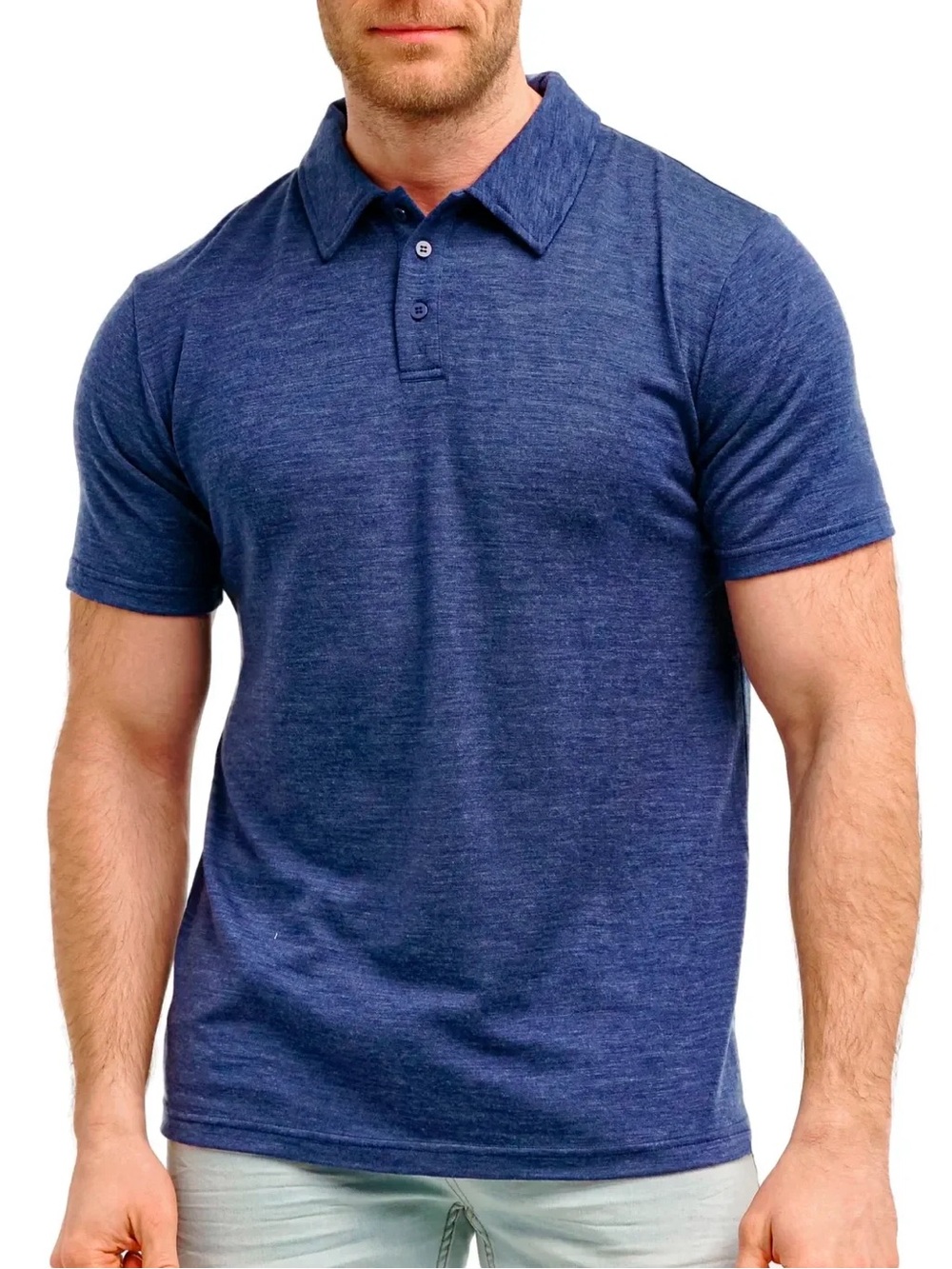 Merino Tech Polo Shirt in Windsor Blue Men’s Superfine Merino Wool Size S